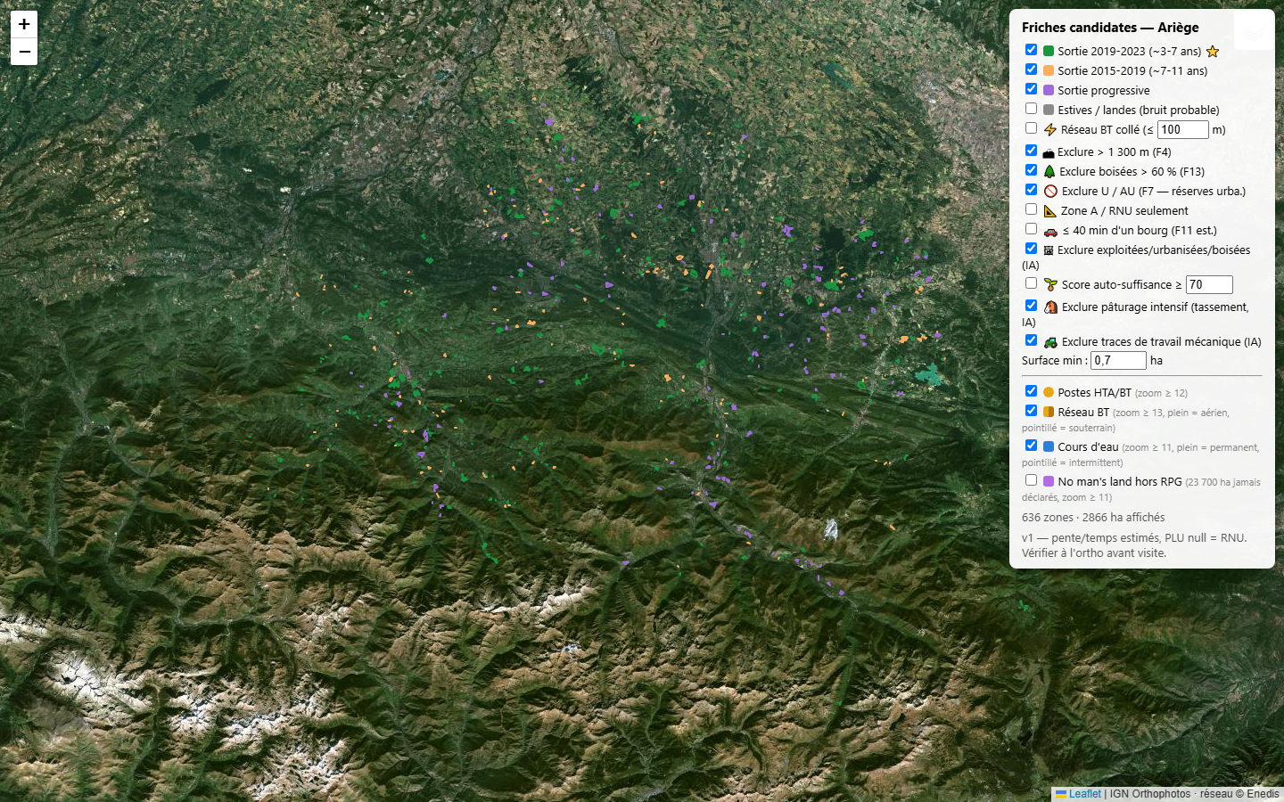 Cartographie décisionnelle de friches candidates en Ariège